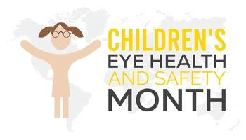 para niños ojo salud y la seguridad mes es observado cada año en agosto.banner diseño modelo ilustración antecedentes diseño. vector