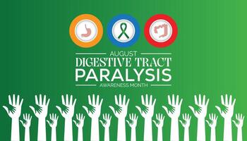 Digestive Tract Paralysis Awareness Month is observed every year on August.banner design template illustration background design. vector