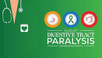 Digestive Tract Paralysis Awareness Month is observed every year on August.banner design template illustration background design. vector