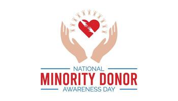 National Minority Donor Awareness Day is observed every year on August.banner design template illustration background design. vector