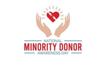 National Minority Donor Awareness Day is observed every year on August.banner design template illustration background design. vector