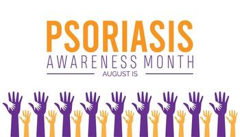 psoriasis awareness month is observed every year on August.banner design template illustration background design. vector