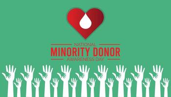 National Minority Donor Awareness Day is observed every year on August.banner design template illustration background design. vector
