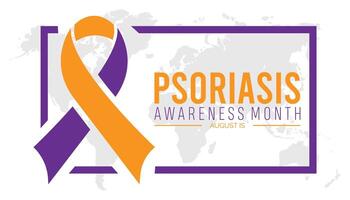 psoriasis conciencia mes es observado cada año en agosto.banner diseño modelo ilustración antecedentes diseño. vector