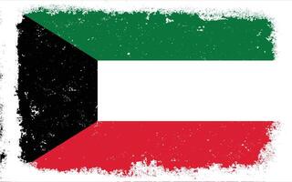 Vintage flat design grunge kuwait flag background vector