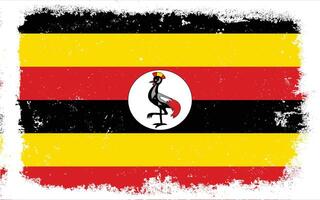 Clásico plano diseño grunge Uganda bandera antecedentes vector