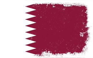 Vintage flat design grunge Qatar flag background vector