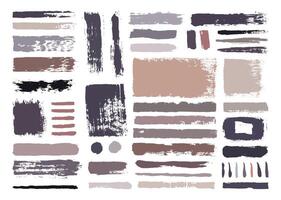 Abstract paint brushes element bundle. Creative brush strokes template set. Rough textured square, line, circle, and color blocks. vector