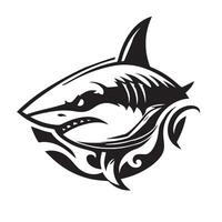 Black and white image of shark vector