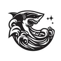 Black and white image of shark vector