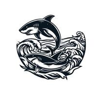 negro y blanco imagen de tiburón vector
