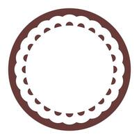 Simple Geometric Dark Brown Circle Frame Border Design Decorated With Bold Scalloped Lace Edge vector