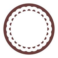 Simple Geometric Dark Brown Circle Frame Border Design Decorated With Bold Scalloped Lace Edge vector