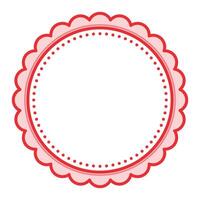 Simple Decorative Scalloped Red Circular Blank Frame Plain Border Design vector