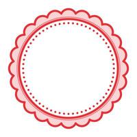 Simple Decorative Scalloped Red Circular Blank Frame Plain Border Design vector