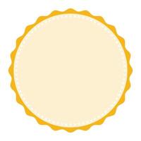 clásico cosido borde redondo ligero amarillo emblema blanco pegatina etiqueta llanura antecedentes vector