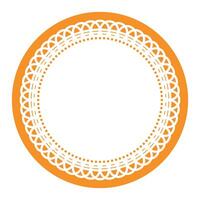 Simple Detailed Light Orange Symmetrical Round Ornamental Lace Circle Blank Frame Border Element vector