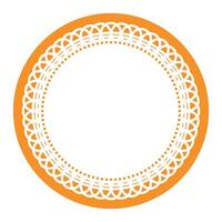 Simple Detailed Light Orange Symmetrical Round Ornamental Lace Circle Blank Frame Border Element vector