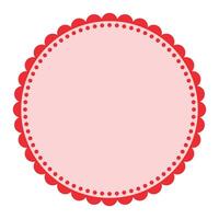 Soft And Simple Red Colored Blank Circular Sticker Label Element Design with Decorative Border Ornaments vector