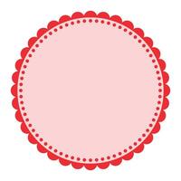 Soft And Simple Red Colored Blank Circular Sticker Label Element Design with Decorative Border Ornaments vector