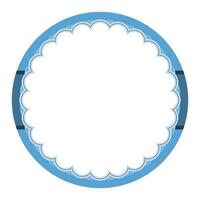 Simple Blue Ornamental Round Sticker Plain Label Blank Background Seal Design vector