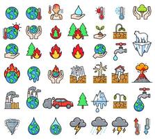 global warming environment symbol color icons vector