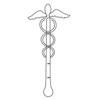 Snake staff symbol continuous line drawing element isolated illustration trendy outline artwork vector