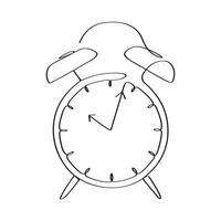Continues line art Alarm clock. Table clock minimalist linear artwork. vector