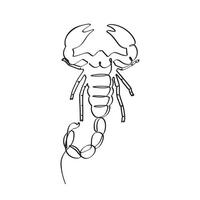 Single line art of scorpion elegant minimalist art.outline, line drawing, artwork, linear, outline, silhouette, simplicity, sketch, tattoo, drawing, minimal,graphic vector