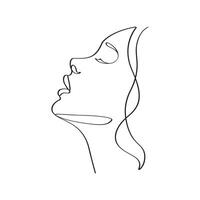 hermosa mujer cara retrato. femenino dibujo elegante minimalista hembra modelo. cara bosquejo continuo lineal gráfico obra de arte vector