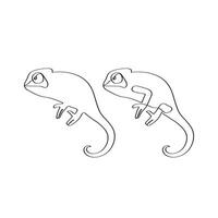 Veiled chameleon continuous one line drawing chameleon calyptras elegant minimalist artwork. Outline illustration. vector