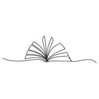 Book continuous line art drawing. Book outline art. vector