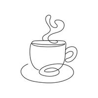Tea cup continuous line drawing element isolated illustration. vector