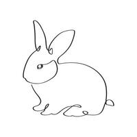 Continuous single line art of rabbit linear elegance minimalist outline. Cute pet animal drawing. vector