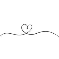 Lined heart one line illustration. Lined love heart illustration. Heart outline design. Love icon linear drawing. Modern minimal Line art. vector