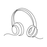 Headphone continues line art. Hearing earphones single line art. elegance minimalist artwork. vector