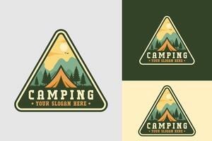 cámping fauna silvestre hoguera logo diseño vector