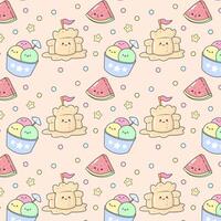 Cute Pattern Beach Summer Party Vibes Sun Ice Cream background design vector