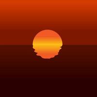 sunset reflect on water surface no people. landscape view. The orange sun was setting and reflecting on the water. illustration eps10 vector