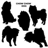 Cute Cream Chow Chow Dog Breed Silhouettes vector