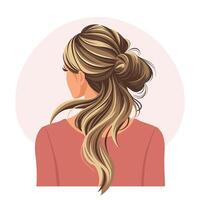 joven mujer peinado, espalda vista. De las mujeres Corte de pelo. ilustración, póster, clipart vector