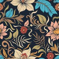 colorful seamless pattern with blooming flower design vector