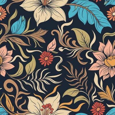 colorful seamless pattern with blooming flower design
