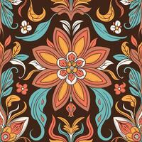 colorful seamless pattern with floral design in the middle vector