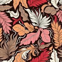 colorful seamless pattern with an array of leaves on it vector