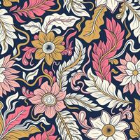 colorful pattern with flower and foliage design vector