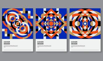 Contemporary graphic design of cover collection created in post-modern and mid-century style. Made with retro abstract geometric shapes, vector