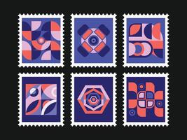 Postage Stamps collection, Geometric Background Template,retro pattern vector