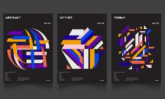 Modern poster design collection in brutalism style. experimental trendy shapes with bright colors vector