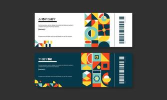 Set of tickets, layout with modern geometric pattern and colorful shapes,applicable for concert, music fest, exhibition etc vector